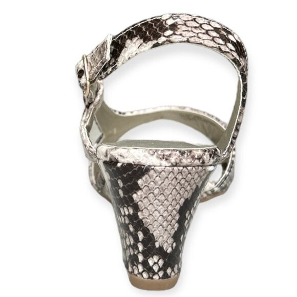 KAREN SCOTT DENA Women's Slingback Wedge Heels Dress Sandals Brown Snake Patent  - Picture 8 of 11